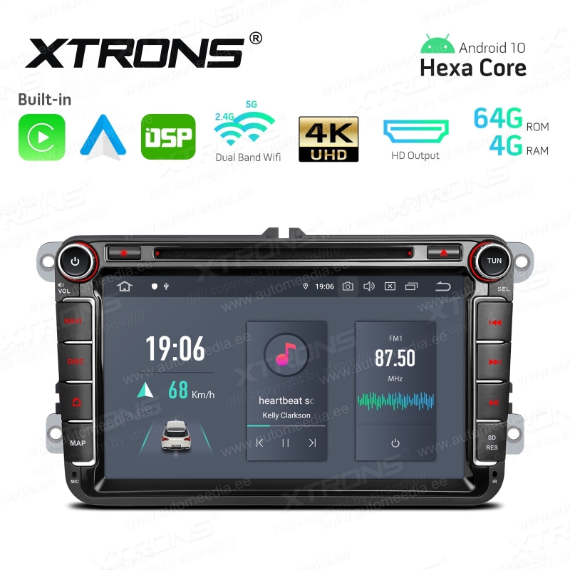 Autoradio tactile GPS Bluetooth Android Apple Carplay VW Golf  5,6,Touran,Tiguan,Passat,Transporter T5,T6,Polo,Scirocco,Beetle,EOS + caméra