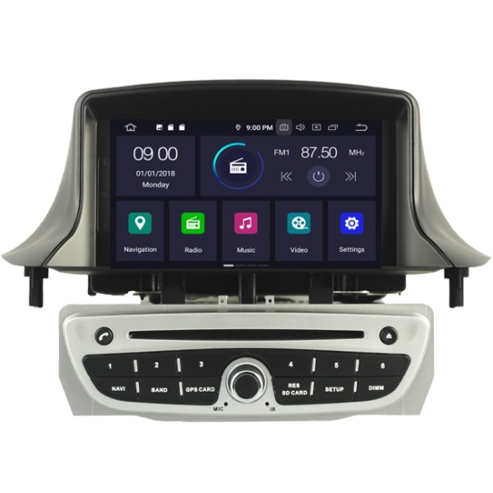 RENAULT Megane III / Fluence (2009-2011) (SILVER FRAME) Mudelipõhine Android 10 auto GPS multimeediakeskus | 7" tollise ekraaniga | 4Gb RAM | 64 Gb ROM | DVD mängijaga naviraadio