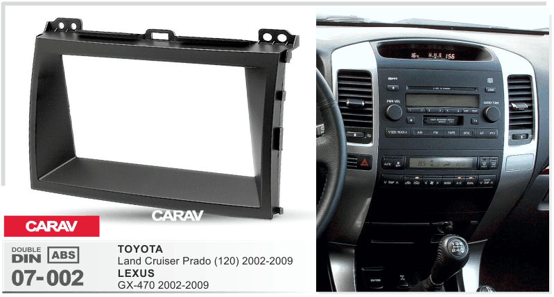 LEXUS GX 470 2002-2009 / TOYOTA Land Cruiser Prado (120) 2002-2009  merkkikohtainen soitin asennuskehys  CARAV 07-002