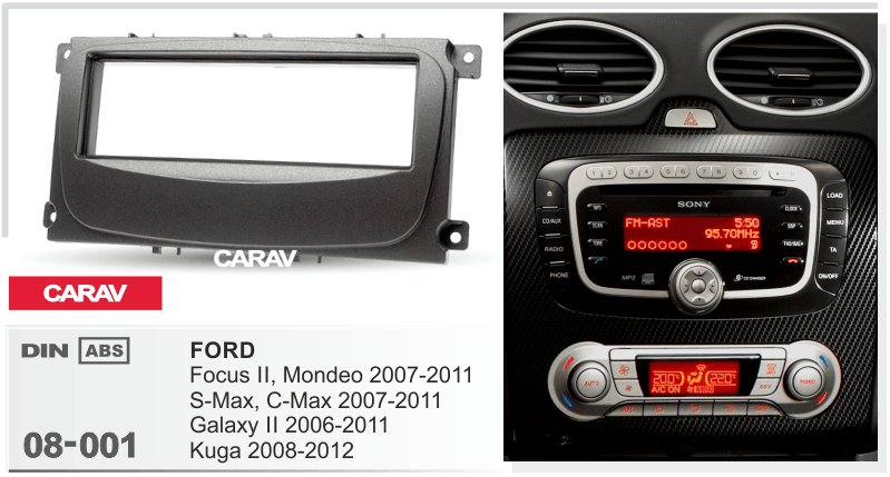 FORD Focus | Mondeo | S-Max | C-Max 2007-2011 | Galaxy 2006-2011 | Kuga 2008-2012 Универсальная переходная рамка CARAV 08-001