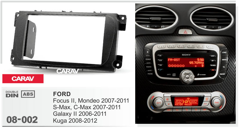 FORD Focus | Mondeo | S-Max | C-Max 2007-2011 | Galaxy 2006-2011 | Kuga 2008-2012 Универсальная переходная рамка CARAV 08-002