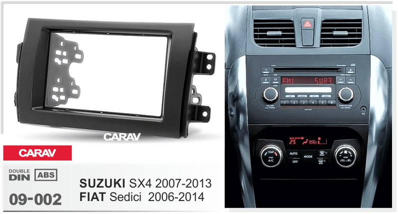SUZUKI SX4 2007-2013 / FIAT Sedici 2006-2014  merkkikohtainen soitin asennuskehys  CARAV 09-002
