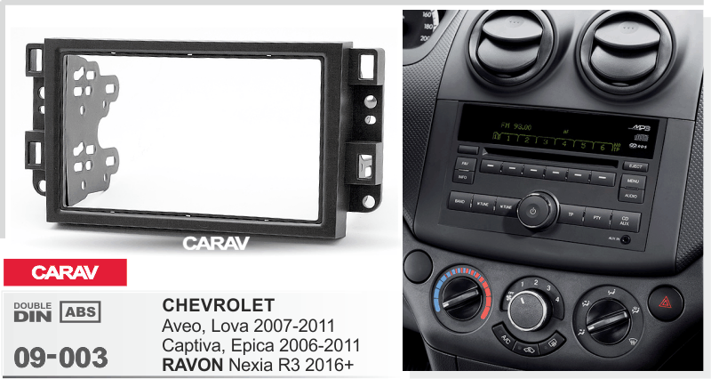 CHEVROLET Aveo | Lova 2007-11 | Captiva | Epica 2006-2011 / RAVON Nexia R3 2016+  Car Stereo Facia Panel Fitting Surround  CARAV 09-003