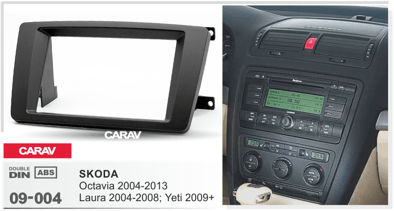 SKODA Octavia (1Z) 2004-2013, Yeti 2009-2017  merkkikohtainen soitin asennuskehys  CARAV 09-004