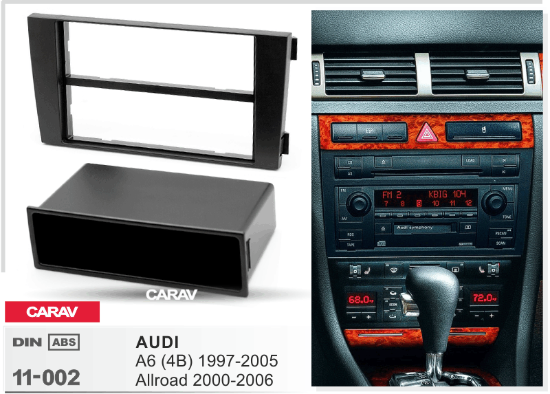 AUDI A6 (4B) 1997-2005, Allroad 2000-2006  merkkikohtainen soitin asennuskehys  CARAV 11-002
