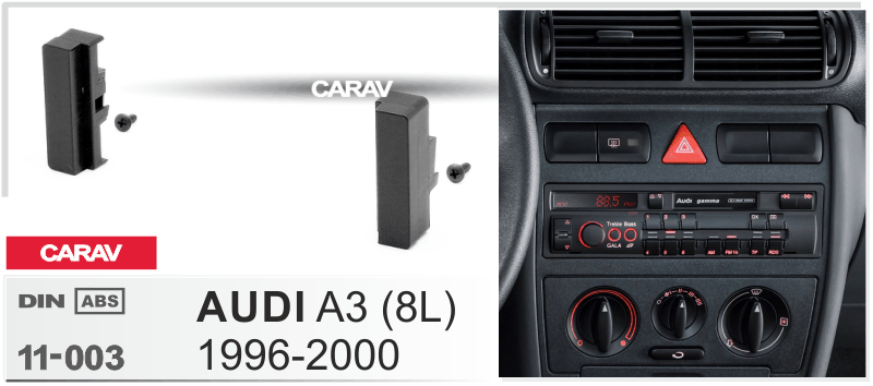 AUDI A3 (8L) 1996-2000  merkkikohtainen soitin asennuskehys  CARAV 11-003