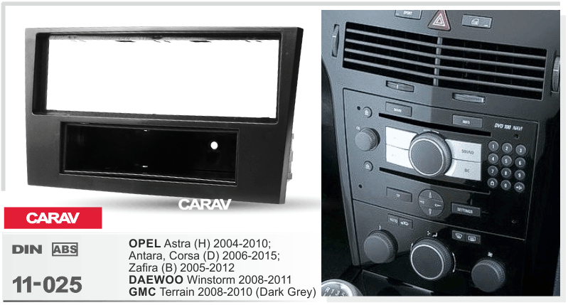 OPEL Astra (H) 2004-2010 | Antara | Corsa (D) 2006-2015 | Zafira (B) 2005-2012 / DAEWOO Winstorm 2008-2011 / GMC Terrain 2008-2010   Универсальная переходная рамка  CARAV 11-025
