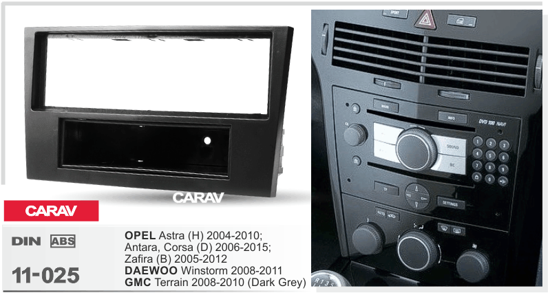 OPEL Astra (H) 2004-2010 | Antara | Corsa (D) 2006-2015 | Zafira (B) 2005-2012 / DAEWOO Winstorm 2008-2011 / GMC Terrain 2008-2010   maki mudelikohane paigaldusraam  CARAV 11-025