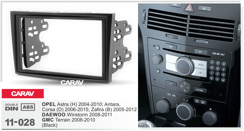 OPEL Astra (H) 2004-2010 | Antara | Corsa (D) 2006-2015 | Zafira (B) 2005-2012 / DAEWOO Winstorm 2008-2011 / GMC Terrain 2008-2010   Универсальная переходная рамка  CARAV 11-028