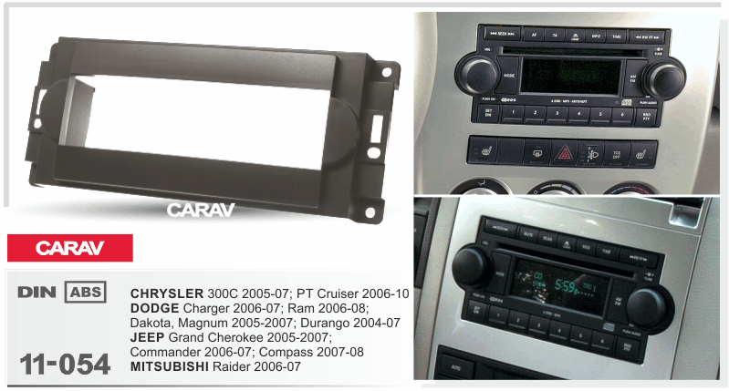 CHRYSLER 300C 2005-07 | Caliber 2007-2008 / JEEP Grand Cherokee 2005-2007 | Commander 2006-2007 | Patriot 2007-2008  Универсальная переходная рамка  CARAV 11-054