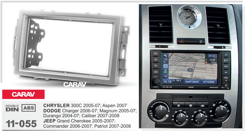 CHRYSLER 300C 2005-07 | Caliber 2007-2008 / JEEP Grand Cherokee 2005-2007 | Commander 2006-2007 | Patriot 2007-2008  Универсальная переходная рамка  CARAV 11-055