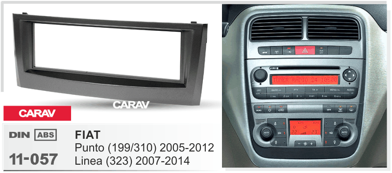 FIAT Punto (199/310) 2005-2012, Linea (323) 2007-2014  merkkikohtainen soitin asennuskehys  CARAV 11-057