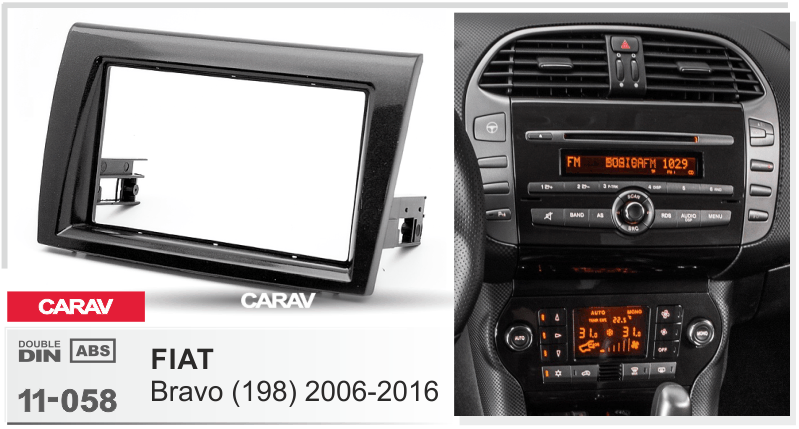 FIAT Bravo (198) 2006-2016  merkkikohtainen soitin asennuskehys  CARAV 11-058
