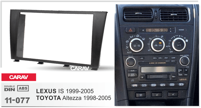 LEXUS IS 1999-2005 / TOYOTA Altezza 1998-2005  merkkikohtainen soitin asennuskehys  CARAV 11-077