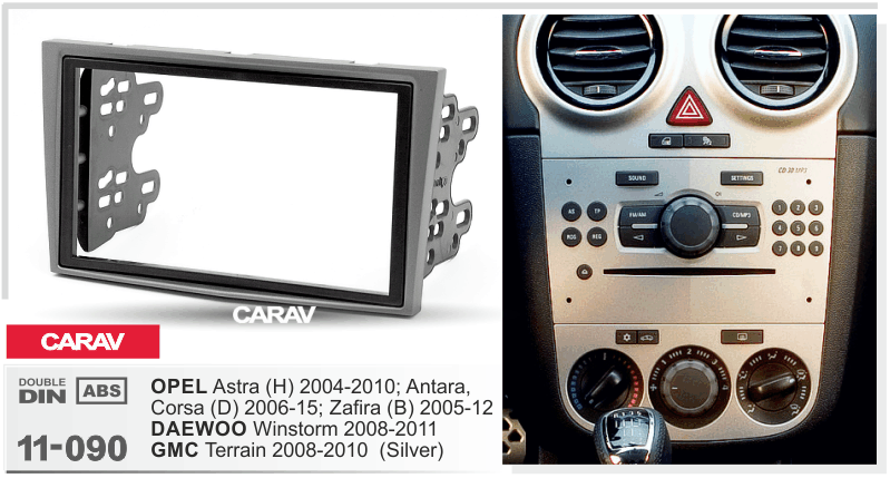 OPEL Astra (H) 2004-2010 | Antara | Corsa (D) 2006-2015 | Zafira (B) 2005-2012 / DAEWOO Winstorm 2008-2011 / GMC Terrain 2008-2010   Универсальная переходная рамка  CARAV 11-090