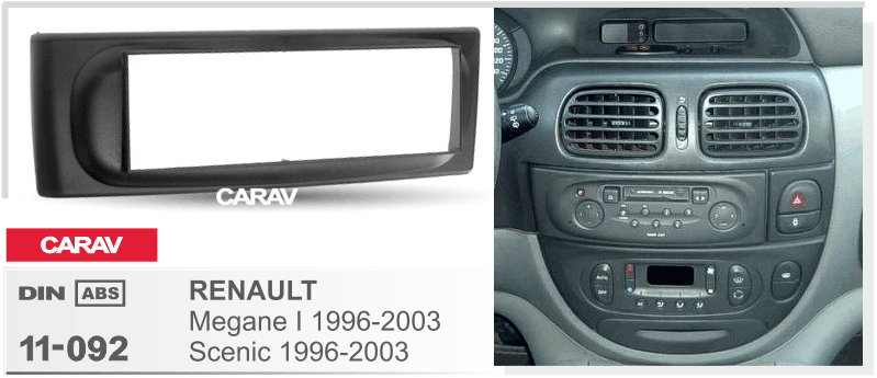 RENAULT Megane 1996-2002 | Scenic 1996-2003  merkkikohtainen soitin asennuskehys  CARAV 11-092