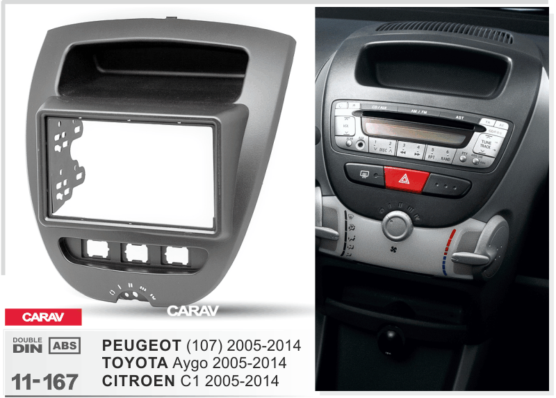 CITROEN C1 2005-2014 / TOYOTA Aygo 2005-2014 / PEUGEOT (107) 2005-2014  Car Stereo Facia Panel Fitting Surround  CARAV 11-167