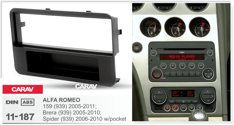 ALFA ROMEO 159 (939) 2005-2011 | Brera (939) 2005-2010 | Spider (939) 2006-2010  Универсальная переходная рамка  CARAV 11-187