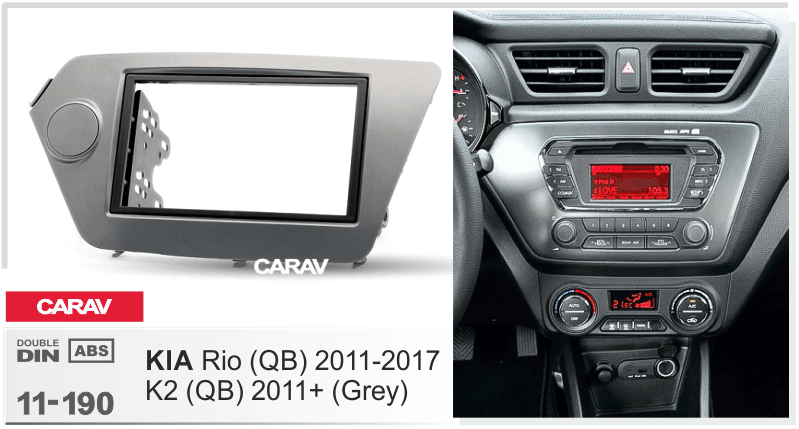 KIA Rio (QB), K2 (QB) 2011-2017  merkkikohtainen soitin asennuskehys  CARAV 11-190