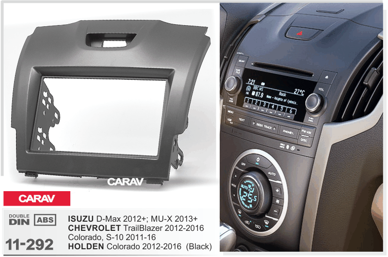 CHEVROLET TrailBlazer | S-10 2012-2016 / ISUZU D-Max 2012+ | MU-X 2013+  merkkikohtainen soitin asennuskehys  CARAV 11-292