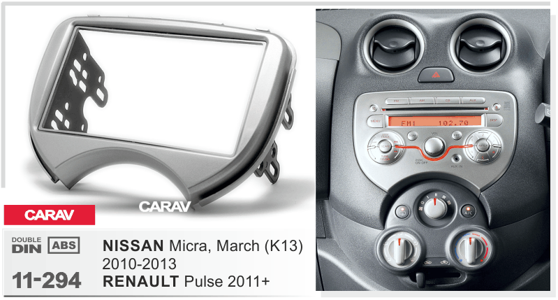 NISSAN Micra, March (K13) 2010-2013 / RENAULT Pulse 2011-2017  Car Stereo Facia Panel Fitting Surround  CARAV 11-294