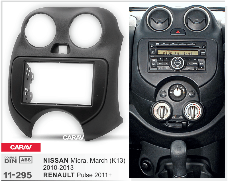 NISSAN Micra, March (K13) 2010-2013 / RENAULT Pulse 2011-2017  Car Stereo Facia Panel Fitting Surround  CARAV 11-295