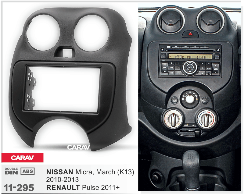 NISSAN Micra, March (K13) 2010-2013 / RENAULT Pulse 2011-2017  merkkikohtainen soitin asennuskehys  CARAV 11-295