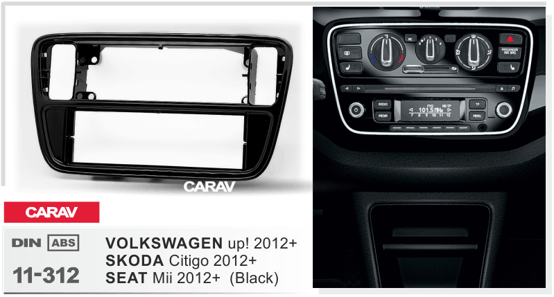 SEAT Mii 2012+ / SKODA Citigo 2012+ / VOLKSWAGEN up! 2012+  Car Stereo Facia Panel Fitting Surround  CARAV 11-312