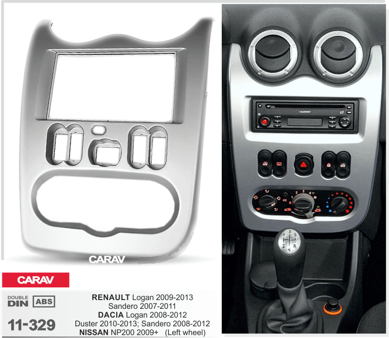 LADA Largus 2012+ / RENAULT Logan 2009-2013 | Sandero 2007-2011 / DACIA Logan | Sandero 2008-2012 | Duster 2010-2013 Универсальная переходная рамка CARAV 11-329