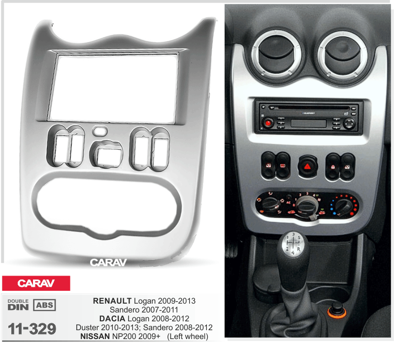 LADA Largus 2012+ / RENAULT Logan 2009-2013 | Sandero 2007-2011 / DACIA Logan | Sandero 2008-2012 | Duster 2010-2013  Car Stereo Facia Panel Fitting Surround  CARAV 11-329