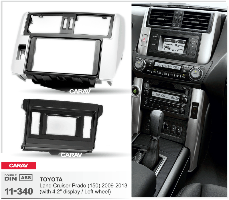 TOYOTA Land Cruiser Prado (150) 2009-2013  merkkikohtainen soitin asennuskehys  CARAV 11-340