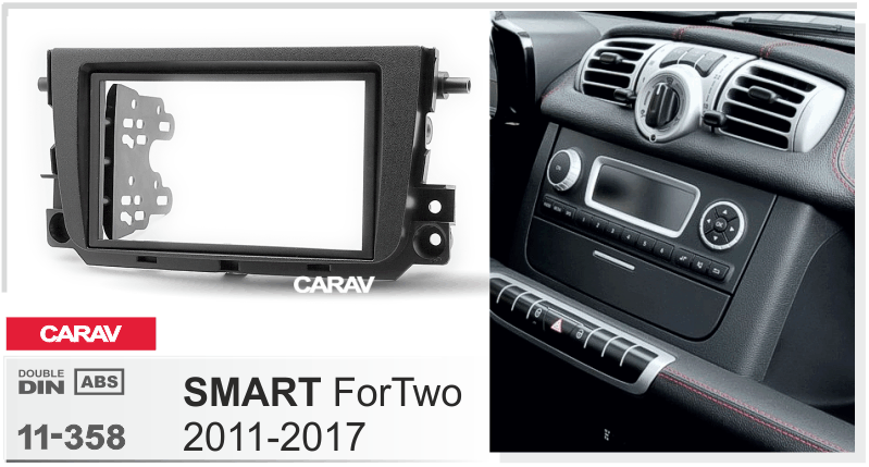 SMART ForTwo (451) 2011-2017  merkkikohtainen soitin asennuskehys  CARAV 11-358