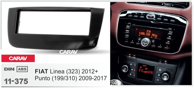 FIAT Punto (199/310) 2009-2017 | Linea (323) 2012-2017  merkkikohtainen soitin asennuskehys  CARAV 11-375