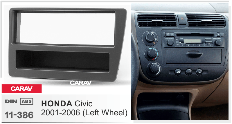 HONDA Civic 2001-2006  Car Stereo Facia Panel Fitting Surround  CARAV 11-386
