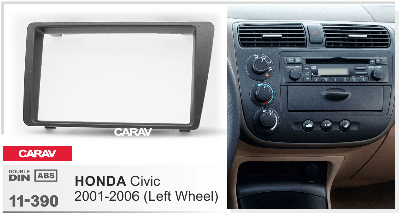 HONDA Civic 2001-2006  Car Stereo Facia Panel Fitting Surround  CARAV 11-390