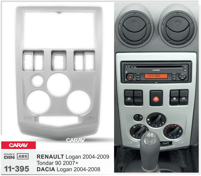 RENAULT Logan 2004-2009 | Tondar 90 2007+ / DACIA Logan 2004-2008  Car Stereo Facia Panel Fitting Surround  CARAV 11-395