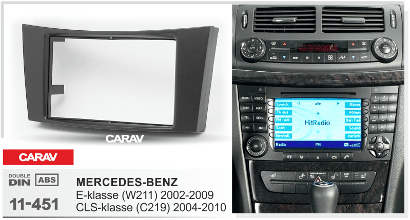 MERCEDES-BENZ E-klasse (W211) 2002-2009 | CLS-klasse (C219) 2004-2010  merkkikohtainen soitin asennuskehys  CARAV 11-451