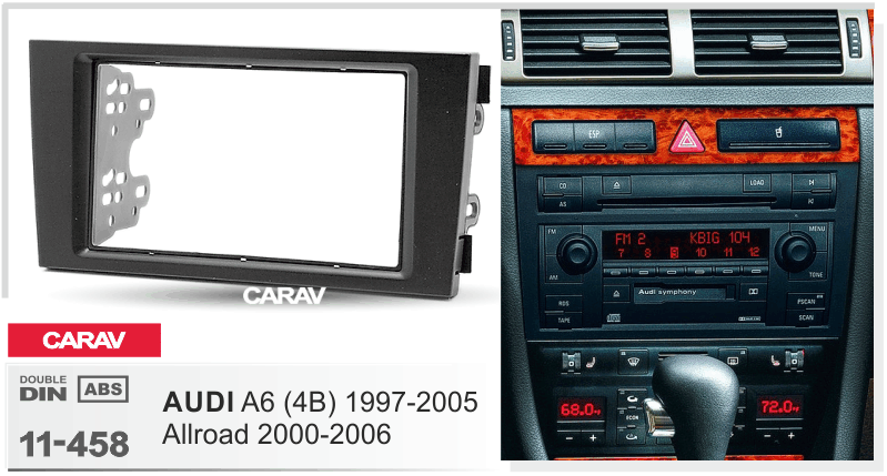 AUDI A6 (4B) 1997-2005, Allroad 2000-2006  merkkikohtainen soitin asennuskehys  CARAV 11-458