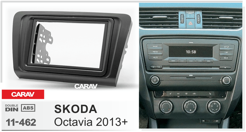 SKODA Octavia 2013+  merkkikohtainen soitin asennuskehys  CARAV 11-462