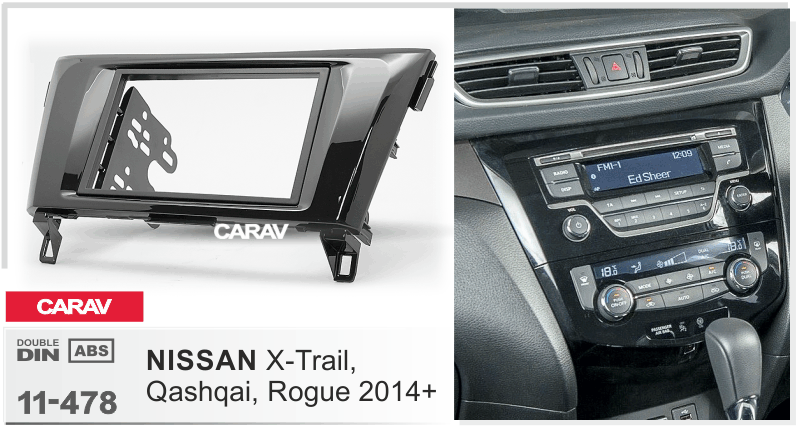 NISSAN X-Trail, Qashkai, Rogue 2014+  Car Stereo Facia Panel Fitting Surround  CARAV 11-478