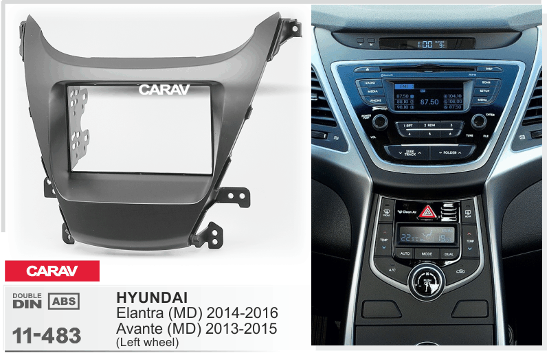 HYUNDAI Elantra (MD) 2014-2016, Avante (MD) 2013-2015  merkkikohtainen soitin asennuskehys  CARAV 11-483