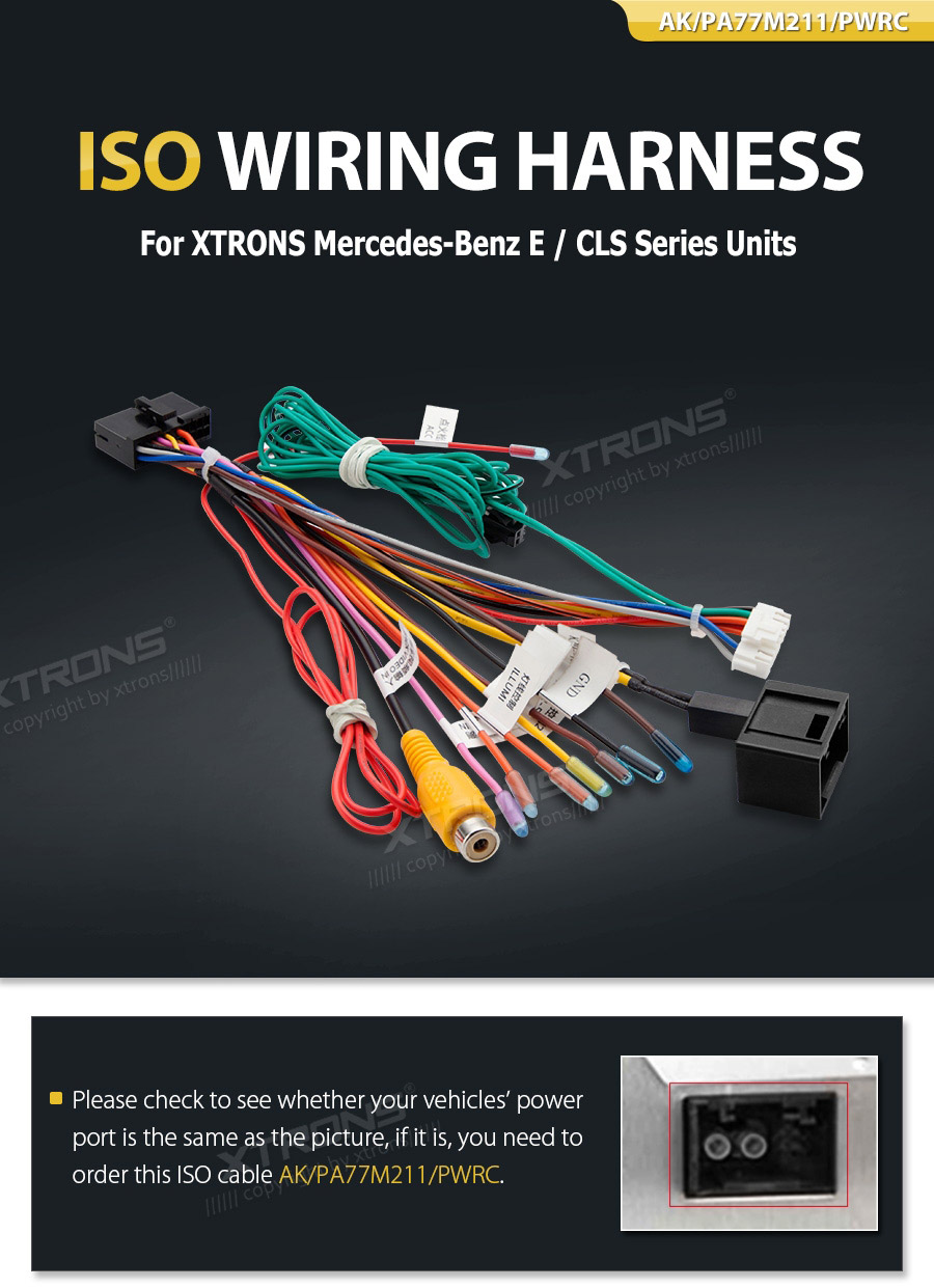 ISO Wiring Harness for XTRONS Mercedes-Benz E / CLS Series Units PA70M211/PWRC