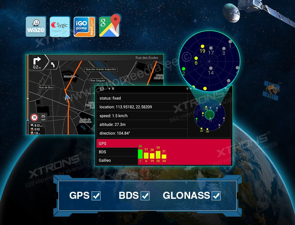 XTRONS Fiat  GPS navigointi maps waze ym