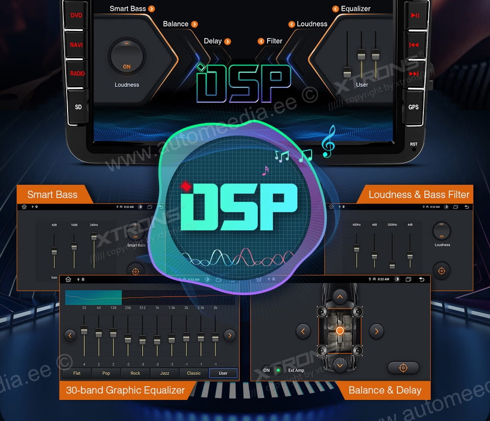 XTRONS Audi  DSP digitaalinen ääniprosessori