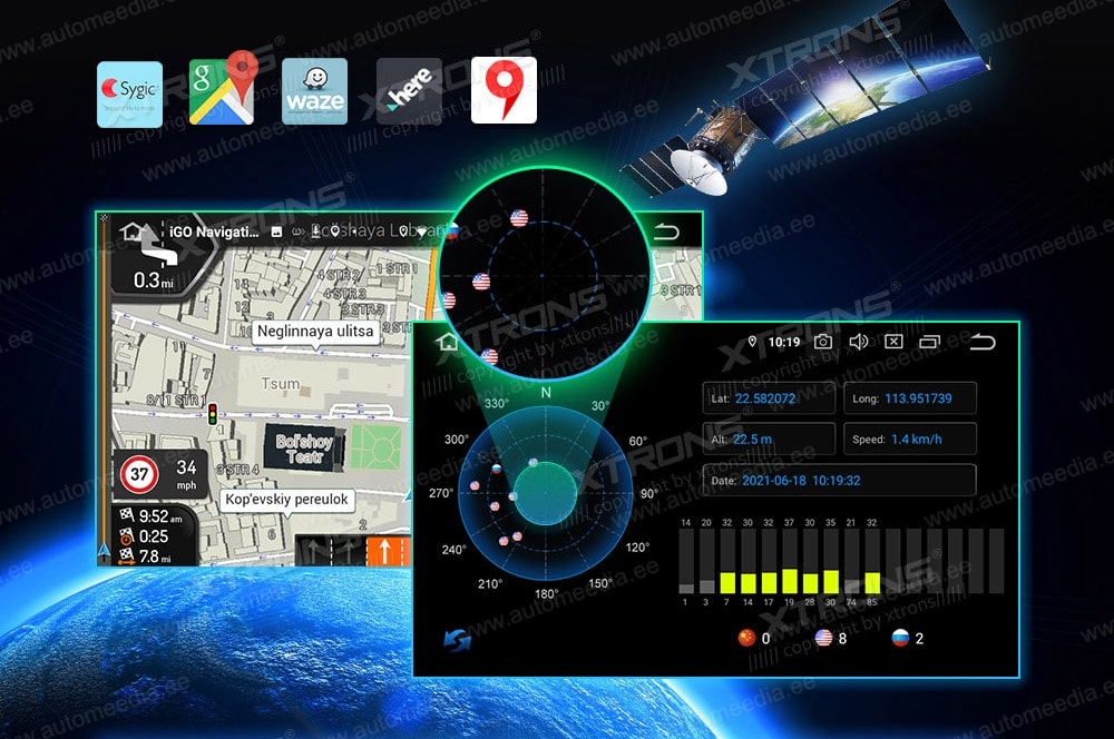 2 DIN  XTRONS TQS113 XTRONS TQS113 GPS-навигация с онлайн-картами