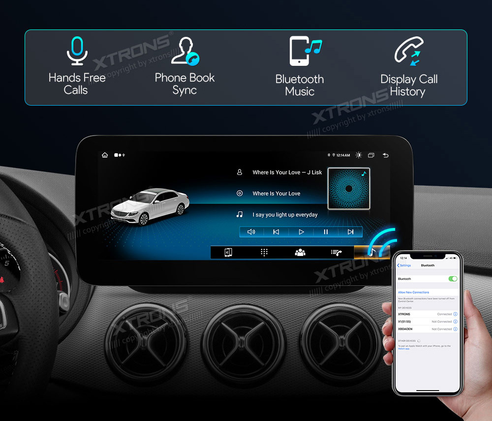 XTRONS Mercedes-Benz  kädet vapaana Hands free puhelut & musiikin striimaus