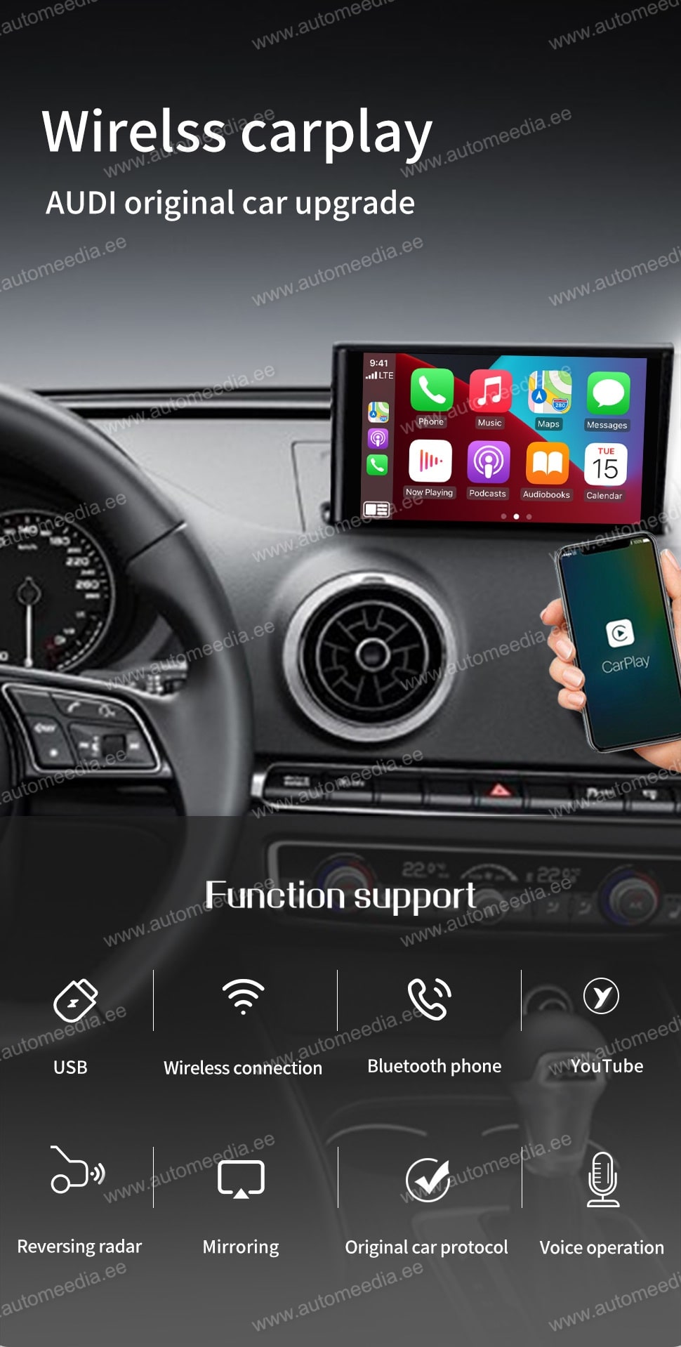 Apple Carplay for Audi A3, A4, A5, A6, A7/A8, Q2 and Q7