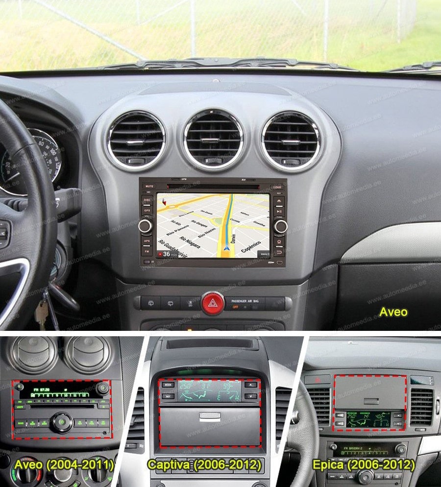 Chevrolet Captiva (2008-2012)  Automedia ES8776C Automedia ES8776C совместимость мультимедийного радио в зависимости от модели автомобиля