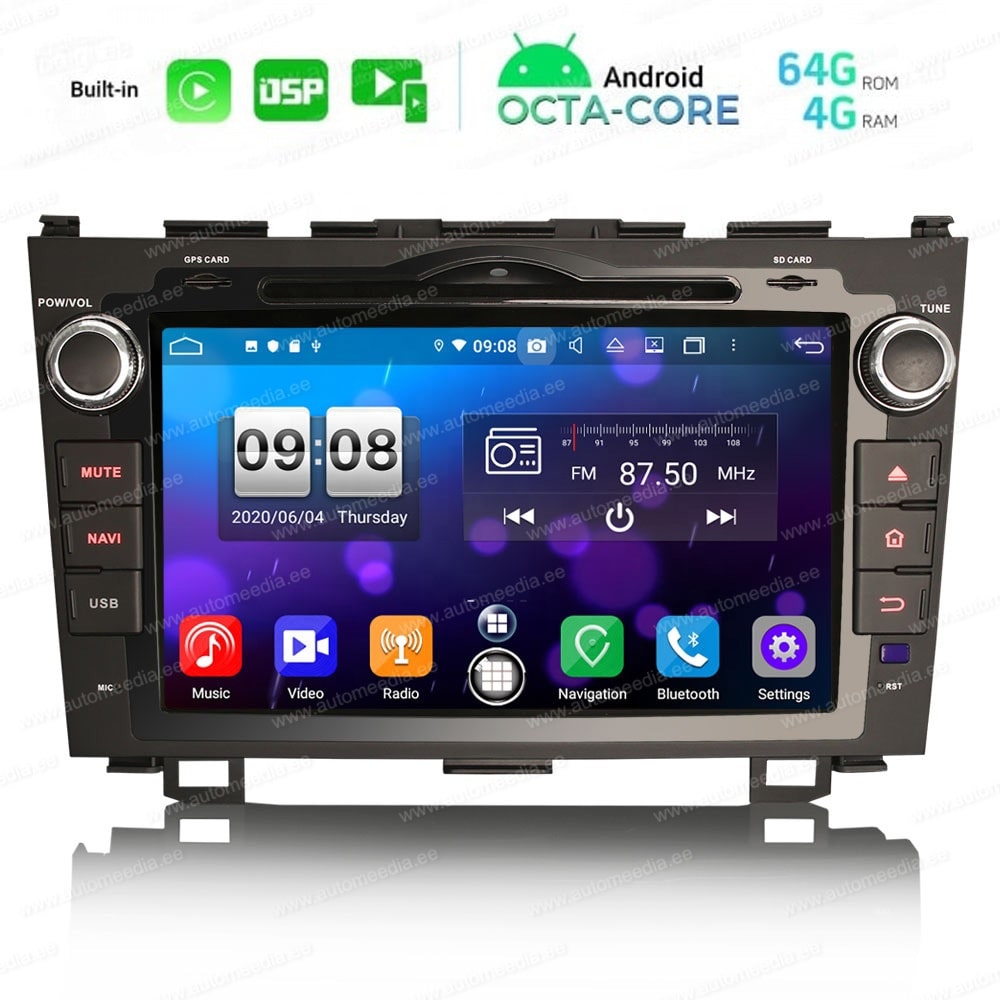 Honda CRV (2006-2011) Mudelipõhine Android 10 auto GPS multimeediakeskus | 8" tollise ekraaniga | 4Gb RAM | 64 Gb ROM | DVD mängijaga naviraadio | Apple CarPlay USB kaabliga