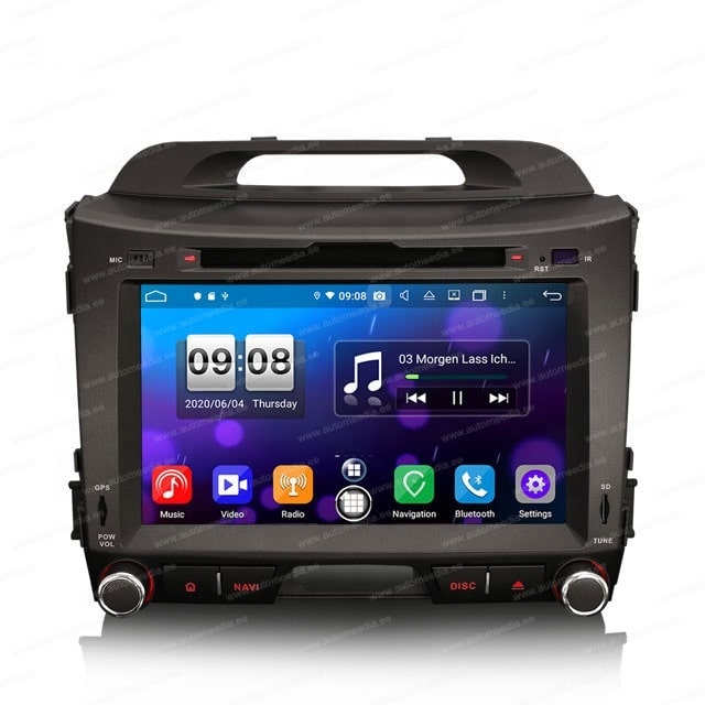 Kia Sportage (2010-2015) Mudelipõhine Android 10 auto GPS multimeediakeskus | 8" tollise ekraaniga | 4Gb RAM | 64 Gb ROM | DVD mängijaga naviraadio | Apple CarPlay USB kaabliga